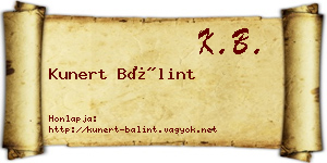 Kunert Bálint névjegykártya